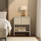 Manhattan Comfort Novara 22" Contemporary 1-Drawer Nightstand - Whitewashed Oak-Smooth-Glide Drawer: Features easy-glide, non-ball-bearing tracks for everyday convenience