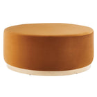 Modway Tilden Large 38" Round Performance Velvet Upholstered Ottoman - Rust/Natural-Performance Velvet Upholstery