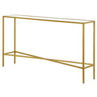 Hudson&Canal Henley 55"W Console Table with Glass Top - Brass-Table has a weight capacity of 30 lbs