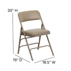 Flash Furniture HERCULES Series Curved Triple Braced & Double Hinged Beige Vinyl Metal Folding Chair-Non-Marring Floor Glides