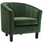 Modway Prospect Channel Tufted Performance Velvet Armchair - Emerald-Modern Barrel Back Armchair