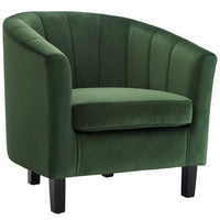 Modway Prospect Channel Tufted Performance Velvet Armchair - Emerald-Modern Barrel Back Armchair