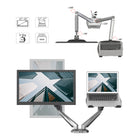 ShoppingAll 2-in-1 Adjustable Dual Gas Spring Arm Laptop & Monitor Desk Mount Stand - Silver-8