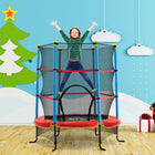 Qaba Kids Trampoline with Enclosure Net - 68.9" Dia. - Multi-coloured-Constructed with a powder-coated steel frame and tightly woven net enclosure for reliable use 