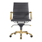 Plata Import Antoni Office Chair PU Leather Upholstery Low Back Gold Frame - Black-Chrome base