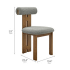 Modway Torian Boucle Fabric Dining Chair - Walnut Light Grey - Set of 2-Rubberwood Frame