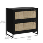 Vinsetto 2-Drawer Filing Cabinet with Lock - Black-Rattan design injects Boho style into your home
