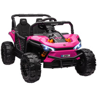 Qaba 12V Kids Ride On Car w/ Remote Control, Spring Suspension - Pink-12V kids UTV features dual motors, offering 50 min continuous fun 