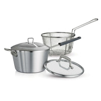 Tramontina Pro Fusion 5.5 Qt Nonstick Deep Fryer with Lid - Progrey-Heavy-gauge aluminum alloy