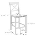 HOMCOM Counter Height Bar Stools with Back and Footrest - White - 2 Pack-Solid wooden frame is stable and reliable for use
