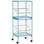 PawHut 55" H 2-in-1 Bird Cage with Wheels and Slide-out Tray - Light Blue-Solid and durable steel construction 