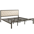 Modway Mia Fabric King Bed - Brown Beige-Platform bed frame with headboard