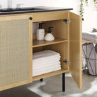 Modway Chaucer 36" Bathroom Vanity - Oak/Black-Rattan Weave Doors