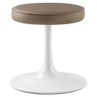 Modway Lippa Vegan Leather Round Stool - Mushroom Brown-Faux Leather Seat