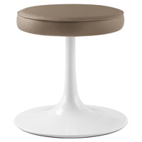 Modway Lippa Vegan Leather Round Stool - Mushroom Brown-Faux Leather Seat