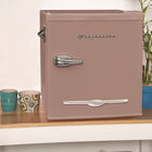 Frigidaire Retro Bar Fridge with Side Bottle Opener - 1.6 cu ft - Coral-Two door compartment shelves allow for easy storage of single cans as well as a 2 L bottle