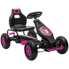 Aosom Kids Pedal Go Kart with Adjustable Seat and Shock Absorption - Pink-Inflatable rubber wheels with suspension system 