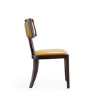 Manhattan Comfort Pulitzer 18.1" Traditional Faux Leather Upholstered Dining Chairs - Camel and Walnut - Set of 2-Weight Capacity: 350 lb. Seat Height: 18.1"