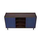 Manhattan Comfort Duane 59.05" Mid-Century Modern Sideboard - Dark Brown and Navy Blue-30 Day Limited Manufacturer's Warranty