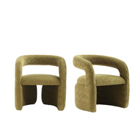 Manhattan Comfort Corvette 28.7" Mid-Century Modern Velvet Upholstered Dining Chairs - Olive Green - Set of 2-Mid-Century Modern Dining Chairs Perfect for Dining Room Use. Set of 2