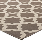 Modway Cerelia Moroccan Trellis Indoor/Outdoor Area Rug - 9 ft W x 12 ft L - Light/Dark Beige-High Density / Machine-Woven