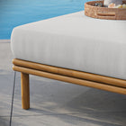Modway Wren Outdoor Patio Teak Wood Ottoman - Natural/Sail-Weather-Resistant
