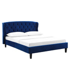 Modway Penelope Tufted Wingback Performance Velvet Queen Platform Bed - Navy-Poplar Wood Slat Support System