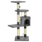 PawHut 46" Multi Level Activity Center Cat Tree - Grey-A complete multi-level cat activity trees and scratching posts for indoor cats 