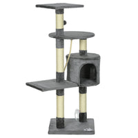 PawHut 46" Multi Level Activity Center Cat Tree - Grey-A complete multi-level cat activity trees and scratching posts for indoor cats 