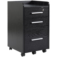 HOMCOM Vertical Mobile Filing Cabinet with Lockable Drawer - Black-Upper 2 drawers provide extra storage spaces

