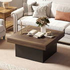 HOMCOM Square Coffee Table with LED Lights - Walnut-RGB LED light strip is powered by USB and comes with a 4.9' (1.5 m) long cord