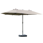 Outsunny Patio Umbrella with Lift Crank - 15' - Light Grey-15ft long double-sided canopy umbrella keep shaded on any balcony, terrace, garden market or others