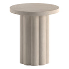 Hudson&Canal Olie Round Fluted Side Table - 20" W - Alder White-A contemporary Scandinavian inspired design for your living room, den, and more