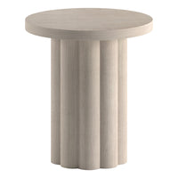Hudson&Canal Olie Round Fluted Side Table - 20" W - Alder White-A contemporary Scandinavian inspired design for your living room, den, and more