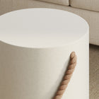 Modway Isera Indoor/Outdoor Patio Rope Concrete Side Table Stool - Light Grey-Arrives Fully Assembled