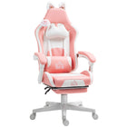 HOMCOM Reclining Faux Leather Gaming Chair with Footrest, Lumbar Support and Headrest - Pink-Cat ears and paw add a cute fun and playful touch