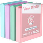 Davis Group Economy 1.5" 3-Ring View Binders - Assorted - 4 Pack-Durable 3-Ring View Binder
