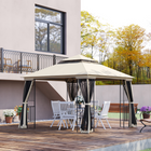 Outsunny 10 ft W x 10 ft L Soft-top Patio Gazebo Deck Canopy - Beige-Steel frame for a stable structure