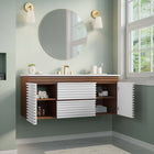 Modway Render 48" Wall-Mount Bathroom Vanity - White/Walnut/White-Full-Extension Drawers