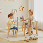 Qaba Kids Table & Chair Set, Wooden Toddler Table & 4 Chairs Set for Arts, Crafts for 3-8 Years - Multicoloured-Features smooth rounded edges and corners, making your child's playtime safety
