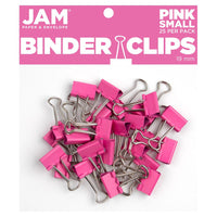 JAM Paper Colourful Binder Clips - Small - 3/4" - Pink - 25 Pack-Colour: Pink | Made of tempered steel for an extra strong hold