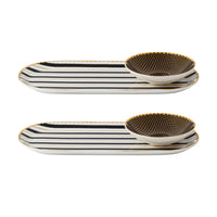 Maxwell & Williams Regency Black Oval Platter with Round Dish - 15 x 12 cm - 2 Pack-Handwashing Recommended