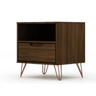 Manhattan Comfort Rockefeller 20.08" Mid-Century Modern 1-Drawer Nightstand - Brown-Home Assembly Required. All Hardware Included