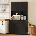 HOMCOM 71" H Cabinet with Charging Station - Black-Generous countertop offers space for meal prep or displaying items 