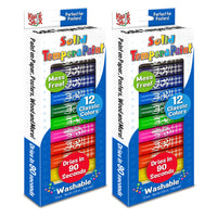 Kwik Stix Solid Tempera Paint Sticks - Classic Colours - 2 Packs of 12-Uncap, Twist & Paint