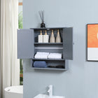 Kleankin Wall Mount Medicine Cabinet with Mirror - Grey-Colour: Grey