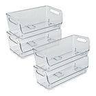 Azar Small Stackable Plastic Narrow Pantry Storage Bin - 4.37" x 12.87" x 4.5" - Clear - 4 Pack-Set of 4 stackable bins
