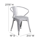 Flash Furniture Silver Metal Indoor-Outdoor Chair with Arms-Stacks up to 8 Chairs High