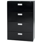 Staples Lateral File Cabinet, 4-Drawer, Black-Positive interlocking system prevents tipping