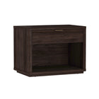 Manhattan Comfort Evelyn 32" Modern 1-Drawer Nightstand - Brown-Sleek, Horizontal Drawer Pulls for a Clean, Uncluttered Look